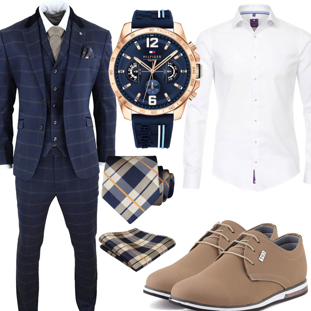 Business-Style mit blauem Anzug und Krawatte