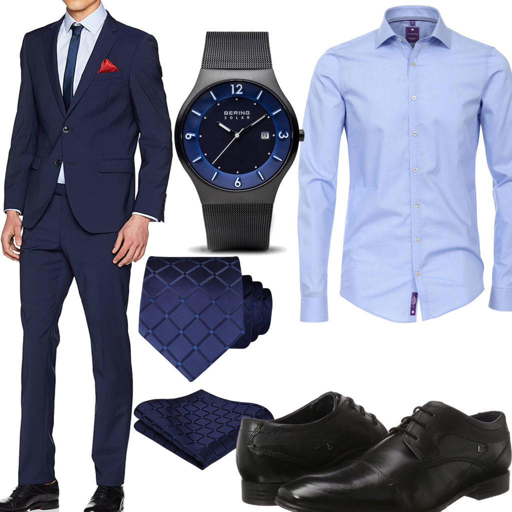 Elegantes Business-Herrenoutfit mit dunkelblauem Anzug