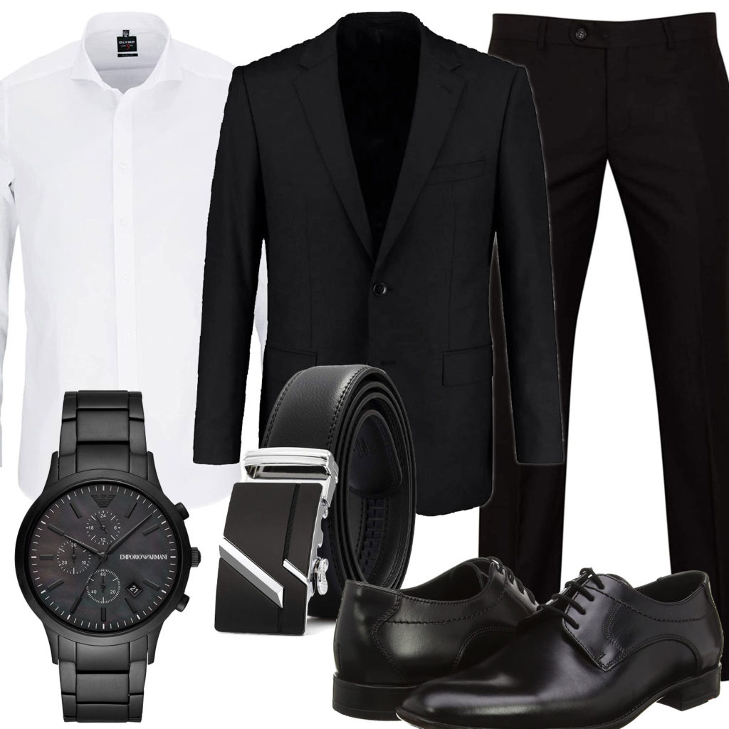 Schwarz-Weißer Business-Style mit Anzug und Hemd