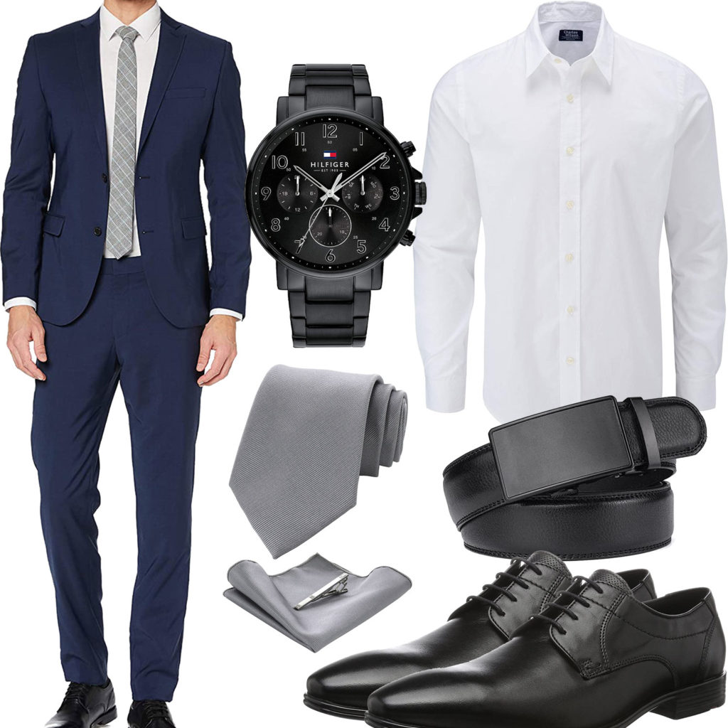 Business-Style mit blauem Anzug und weißem Hemd