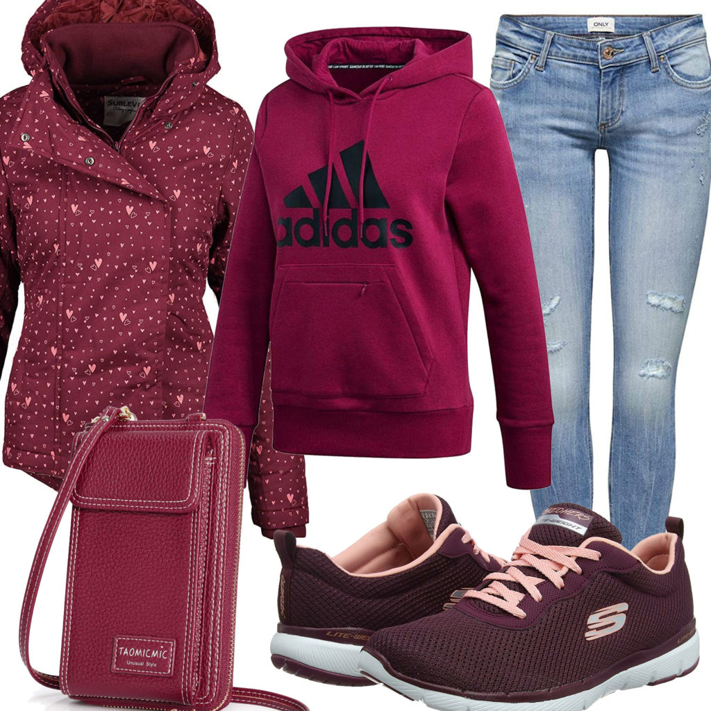 Casual Frauen-Style in Himbeerrot