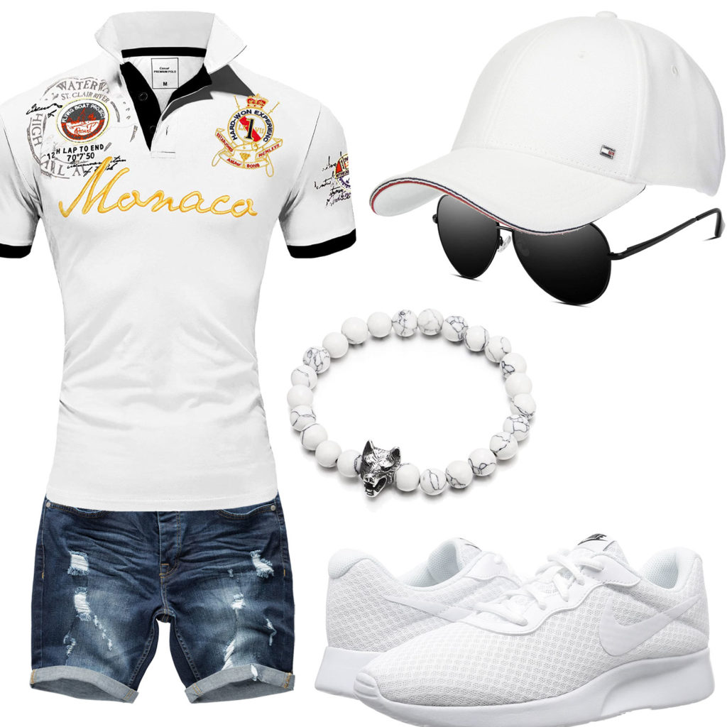 Weißer Sommer-Style mit Poloshirt und Armband