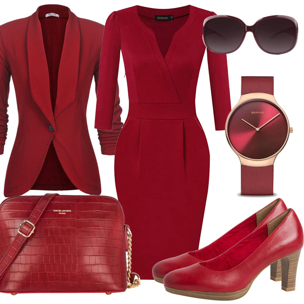 Rotes Business-Frauenoutfit mit Kleid