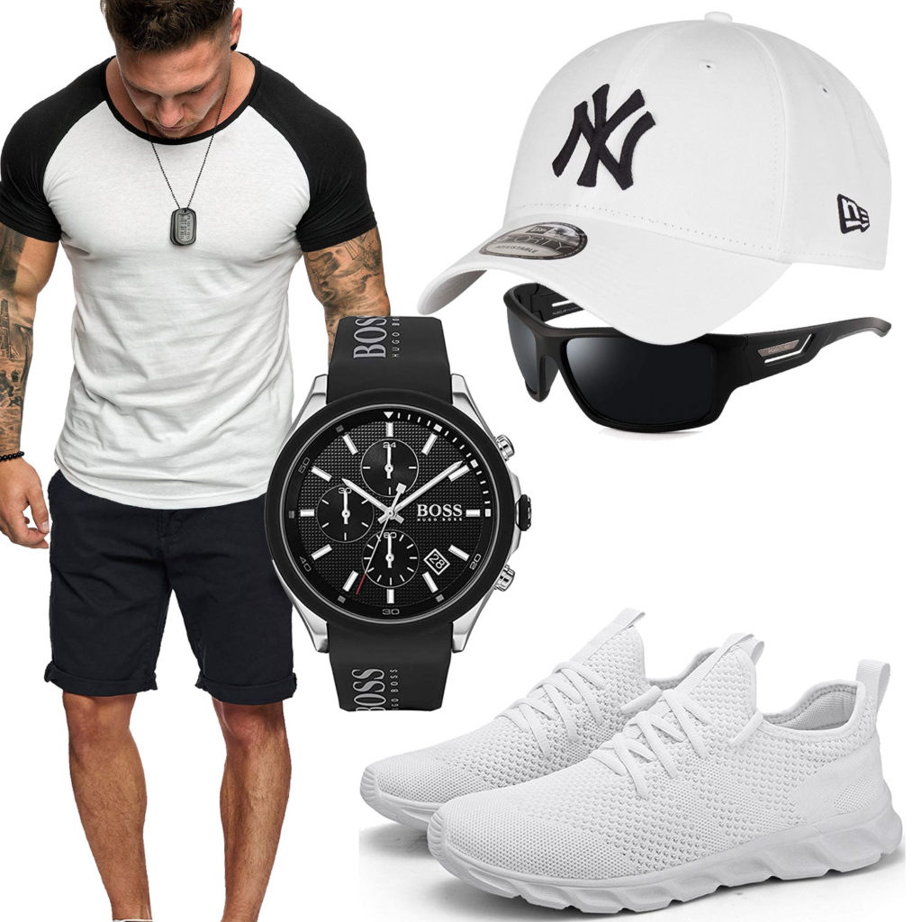 Schwarz-Weißer Style mit Shirt und Cap