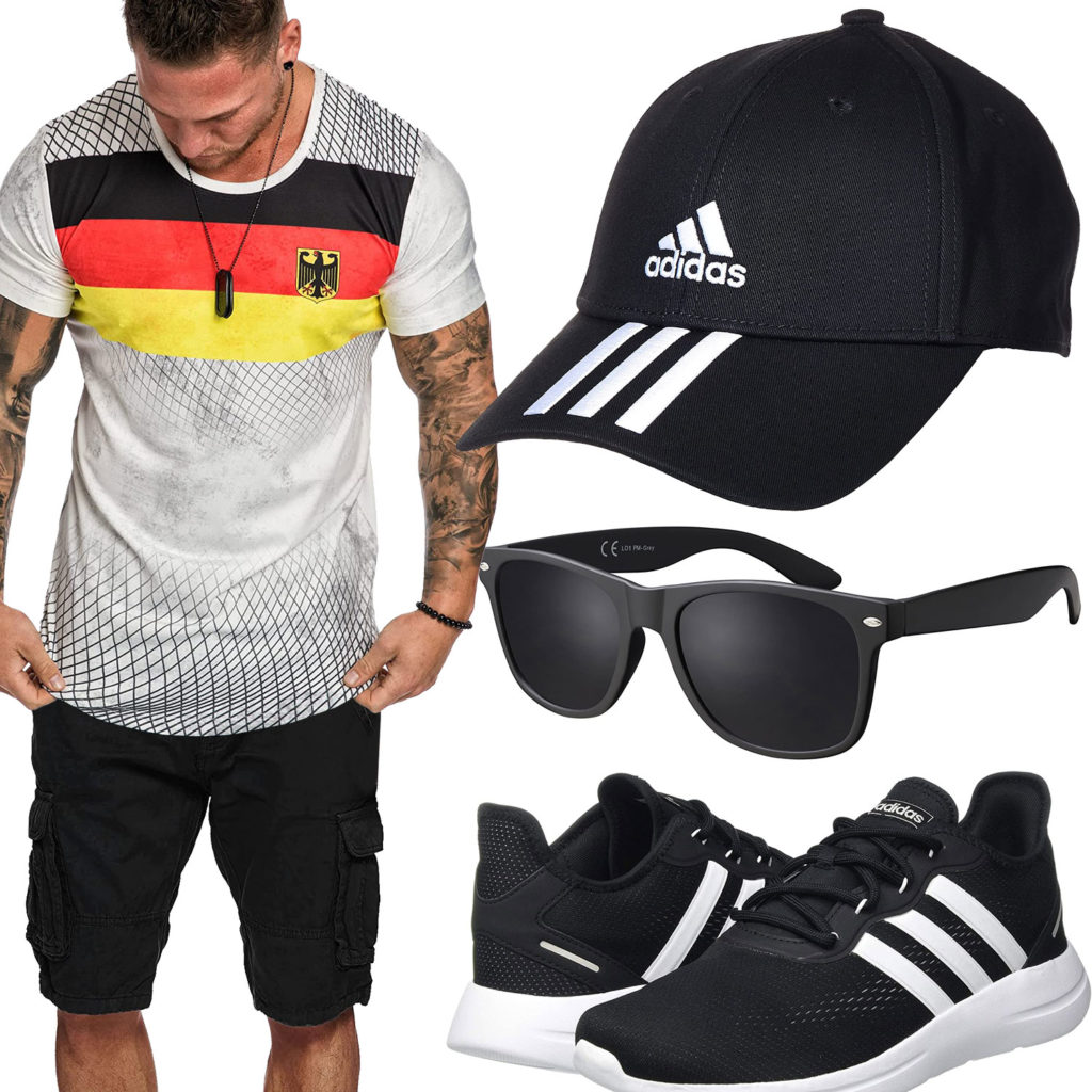 Deutschland Männer-Style mit Adidas Cap und Shirt