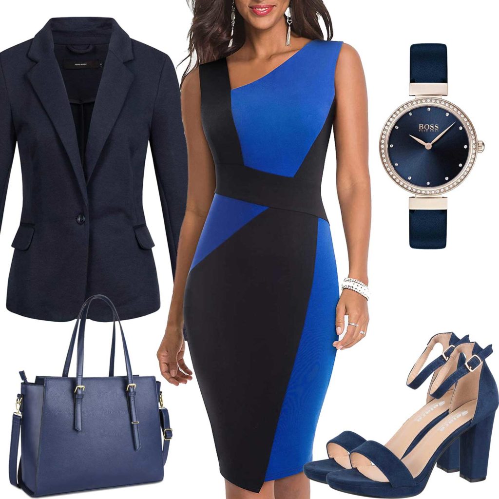 Business-Damenoutfit mit Blazer und Kleid