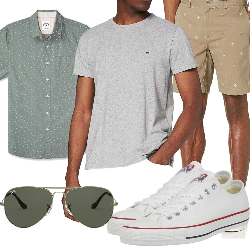 Sommer-Style mit Shirt, Hemd und Shorts