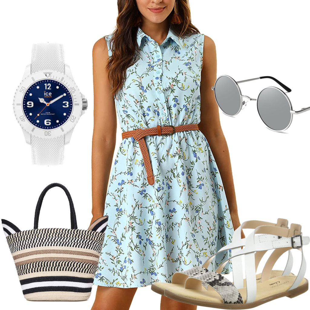 Sommer-Style mit türkisem Kleid und Tasche