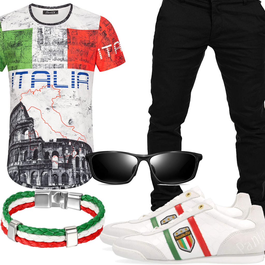 Italien-Style mit Shirt, Sneakern und Armband