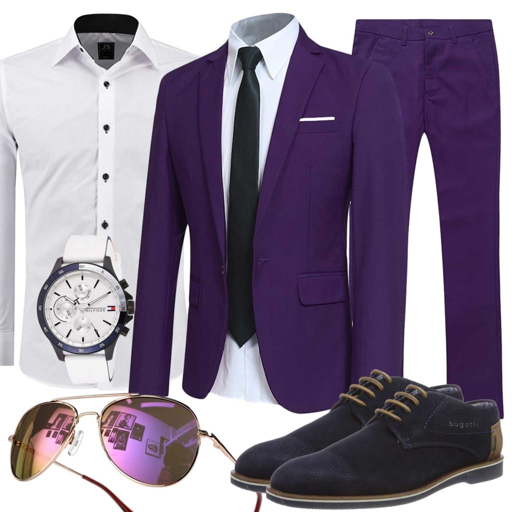 Business-Herrenoutfit mit lila Anzug