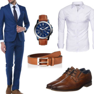 Business-Style mit blauem Anzug und weißem Hemd