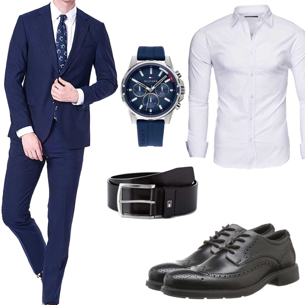 Business-Style mit blauem Anzug, Uhr und Hemd