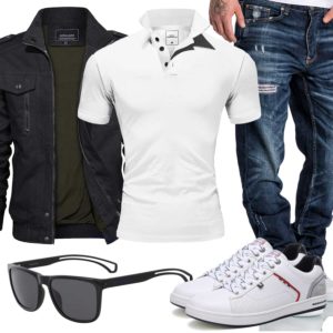 Herbst-Style für Männer mit schwarzer Jacke und Brille